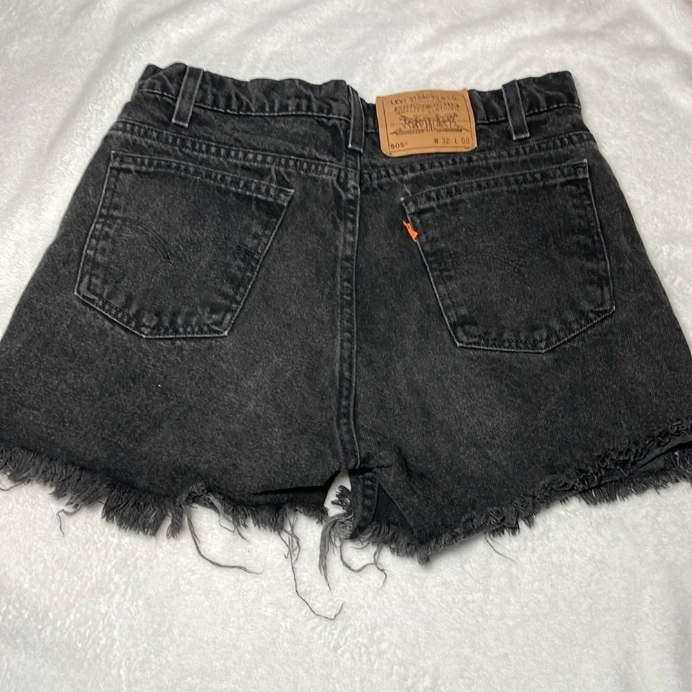Levi's vintage Black Frayed Hem Jean Shorts